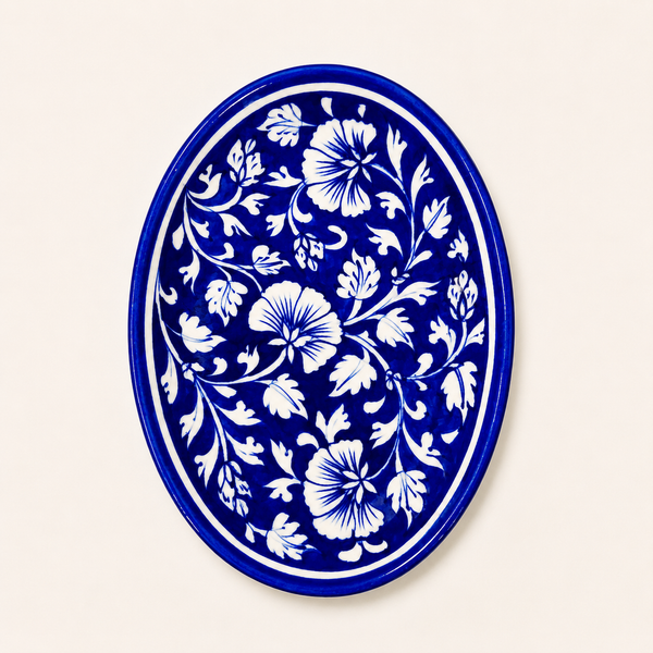 Blue Pottery Oval Tray