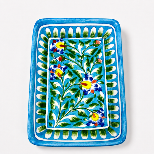 Blue Pottery Rectangle Tray