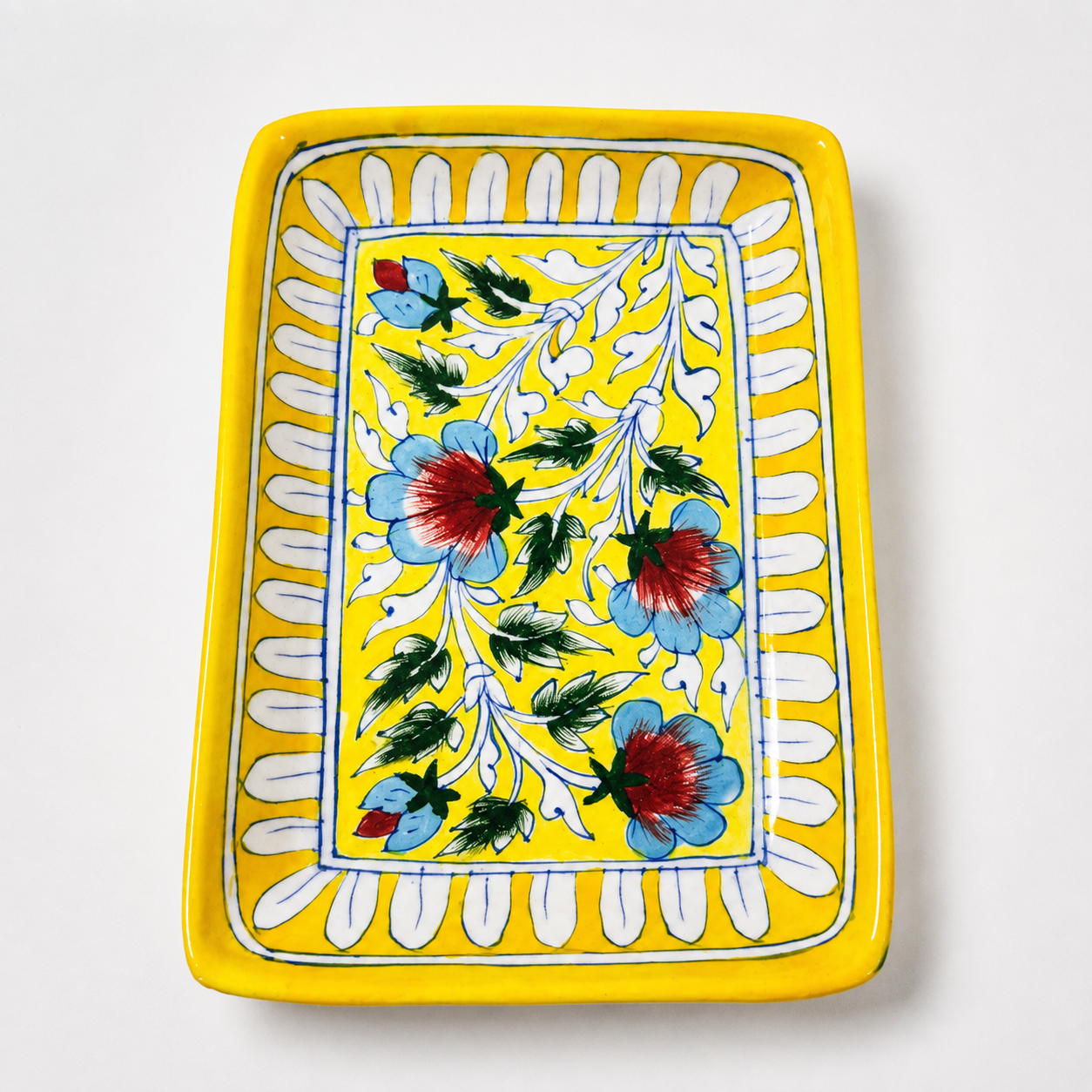 Blue Pottery Rectangle Tray