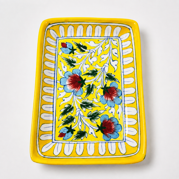 Blue Pottery Rectangle Tray