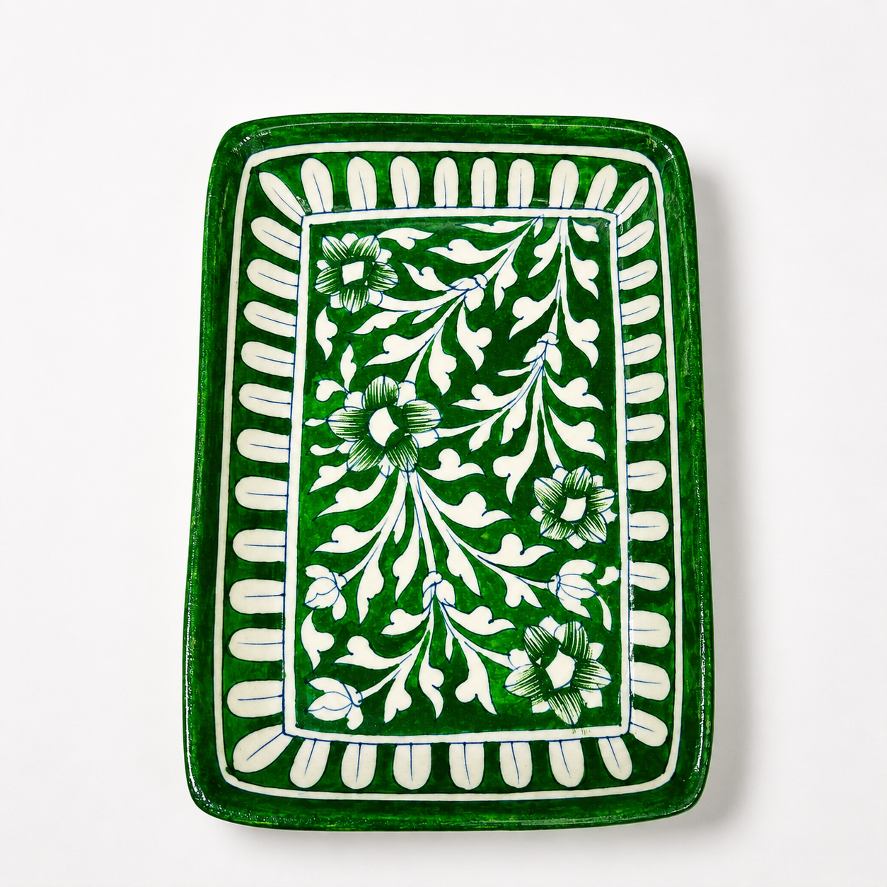 Blue Pottery Rectangle Tray