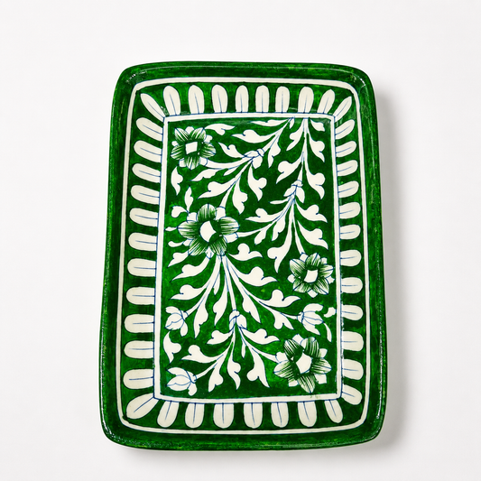 Blue Pottery Rectangle Tray