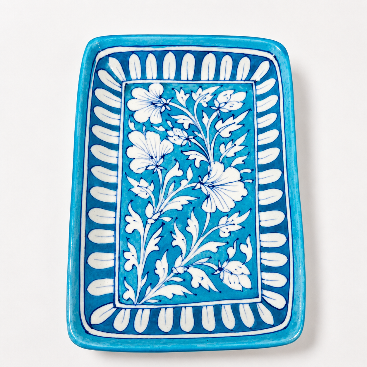 Blue Pottery Rectangle Tray