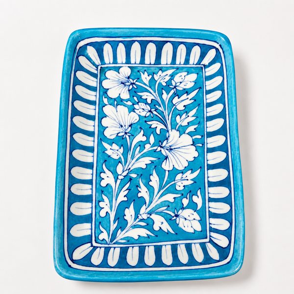 Blue Pottery Rectangle Tray