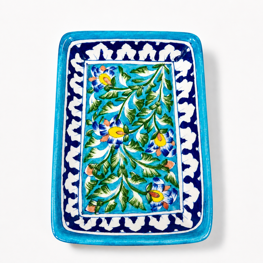 Blue Pottery Rectangle Tray