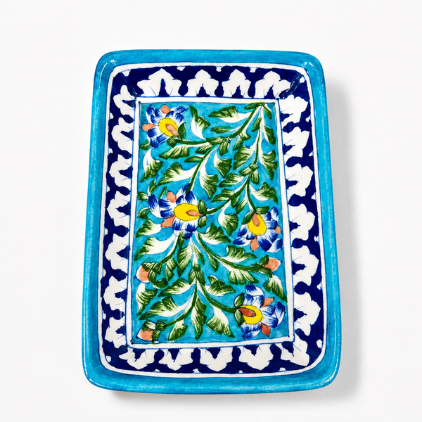 Blue Pottery Rectangle Tray