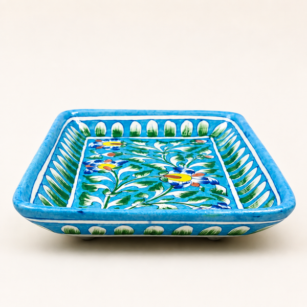 Blue Pottery Rectangle Tray