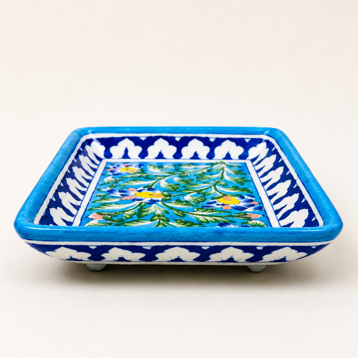 Blue Pottery Rectangle Tray