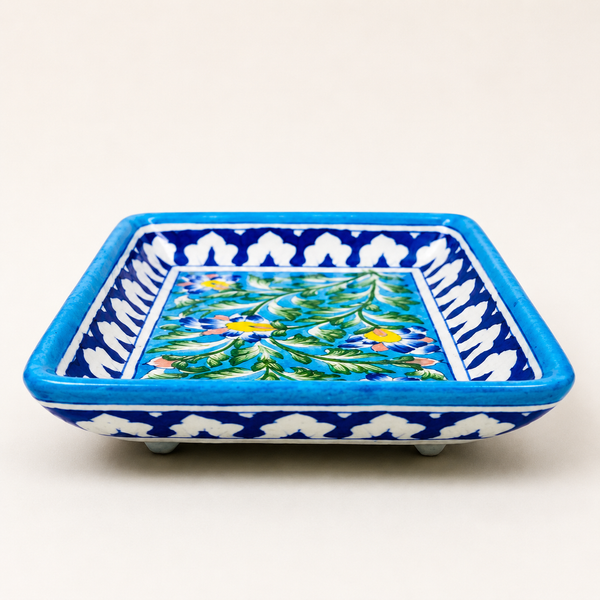 Blue Pottery Rectangle Tray