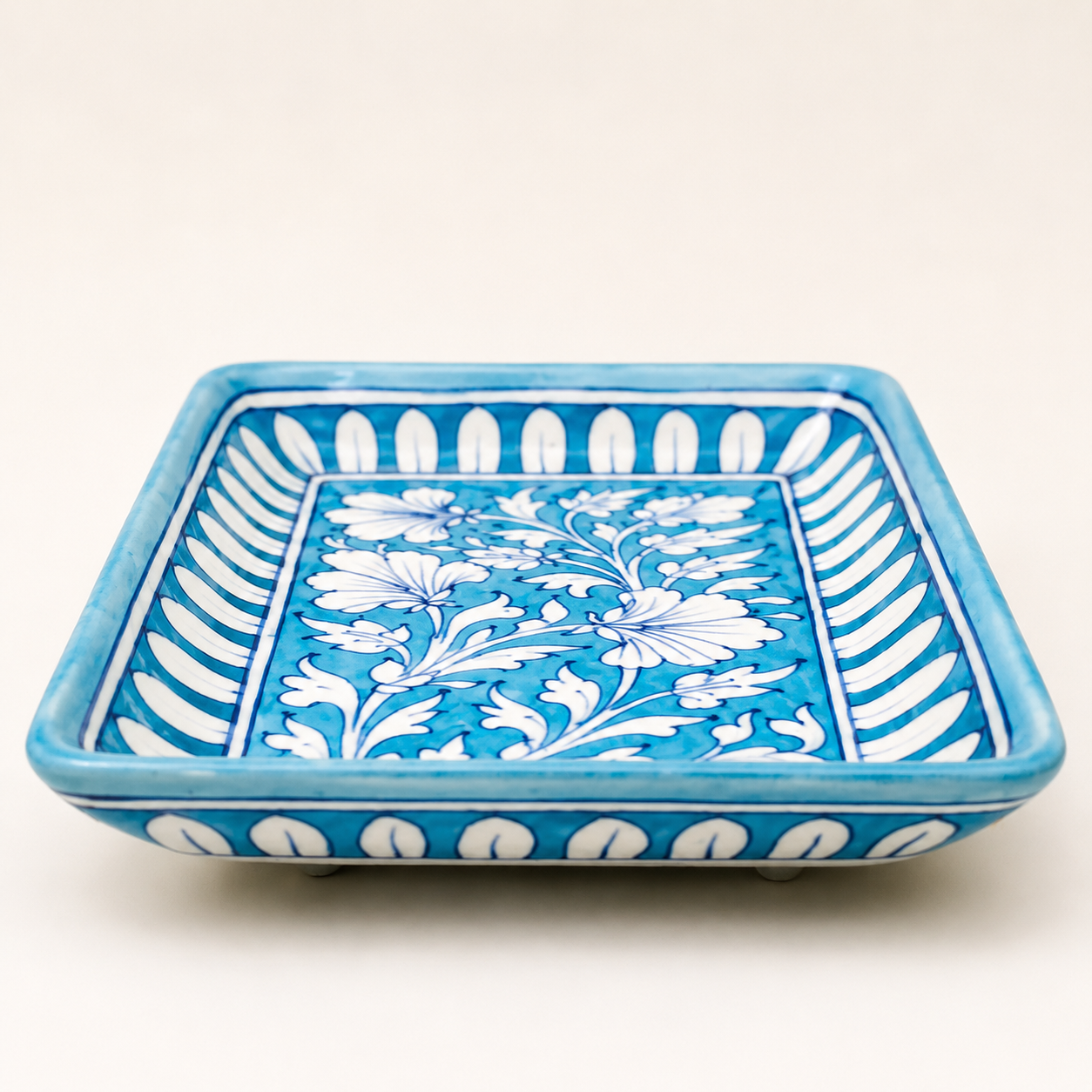 Blue Pottery Rectangle Tray