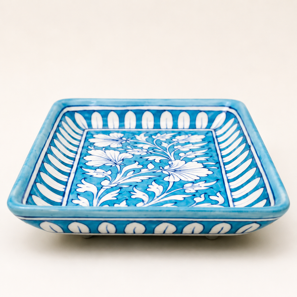 Blue Pottery Rectangle Tray