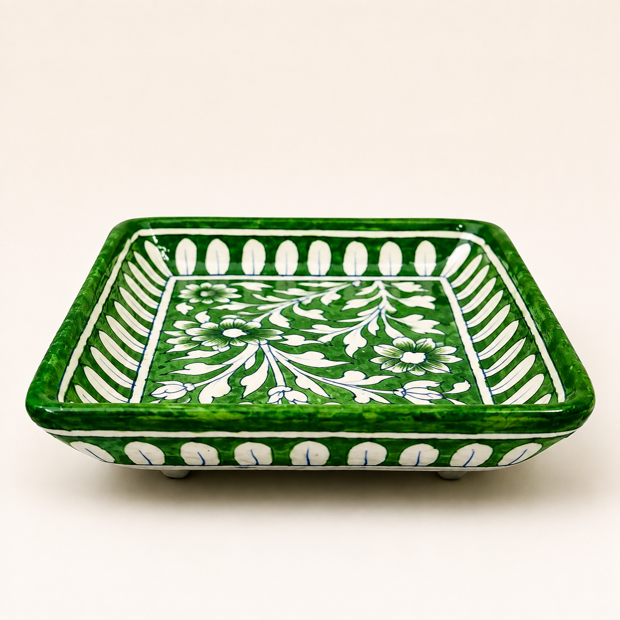 Blue Pottery Rectangle Tray