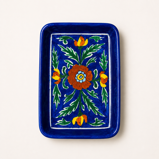 Blue Pottery Trinket & Snack Tray