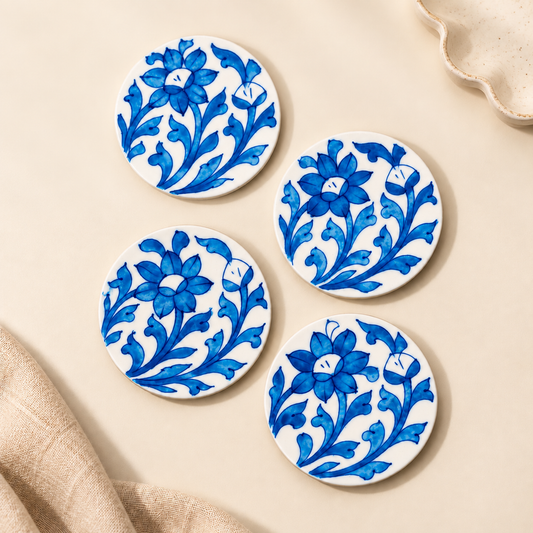 Handcrafted Blue Pottery Coasters