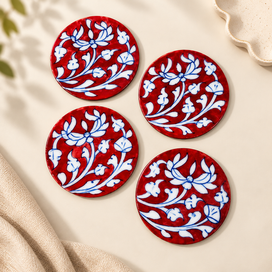 Handcrafted Blue Pottery Coasters