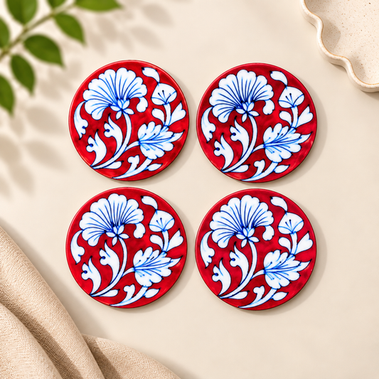 Handcrafted Blue Pottery Coasters