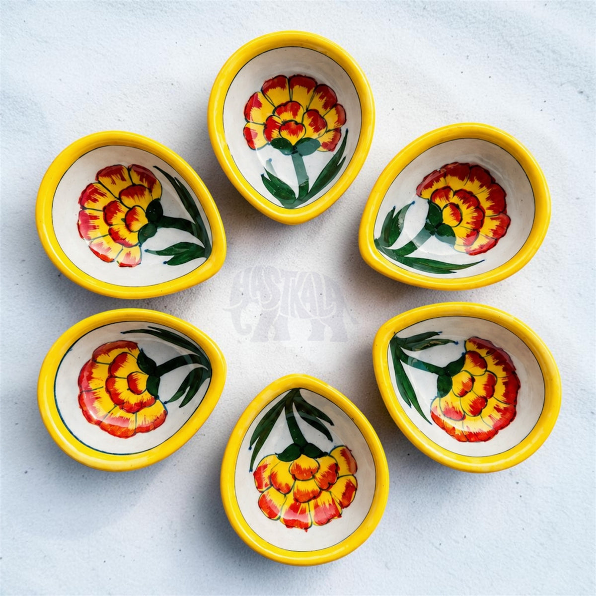 Marigold Blue Pottery Diya
