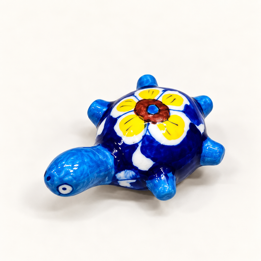 Blue Pottery Tortoise Paperweight