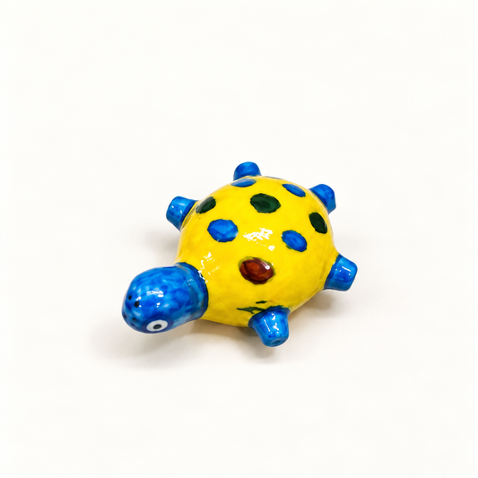 Blue Pottery Tortoise Paperweight