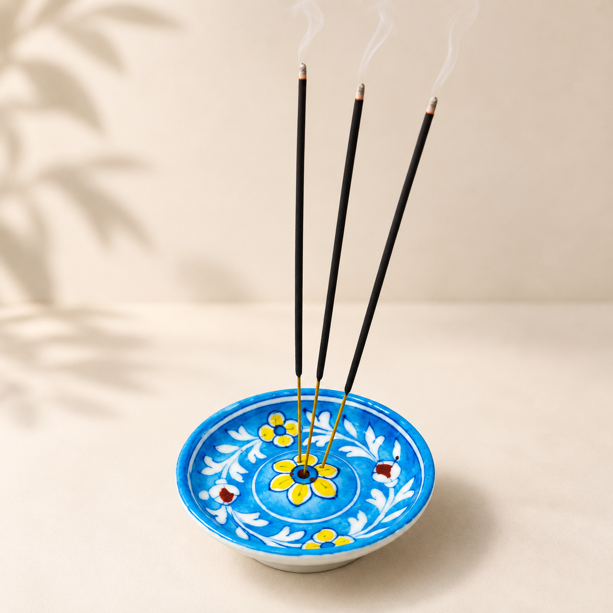 4-inch Blue Pottery Incense Stick Holder