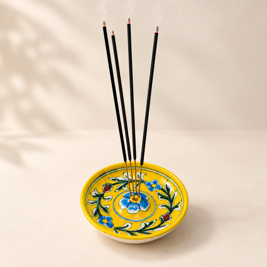4-inch Blue Pottery Incense Stick Holder