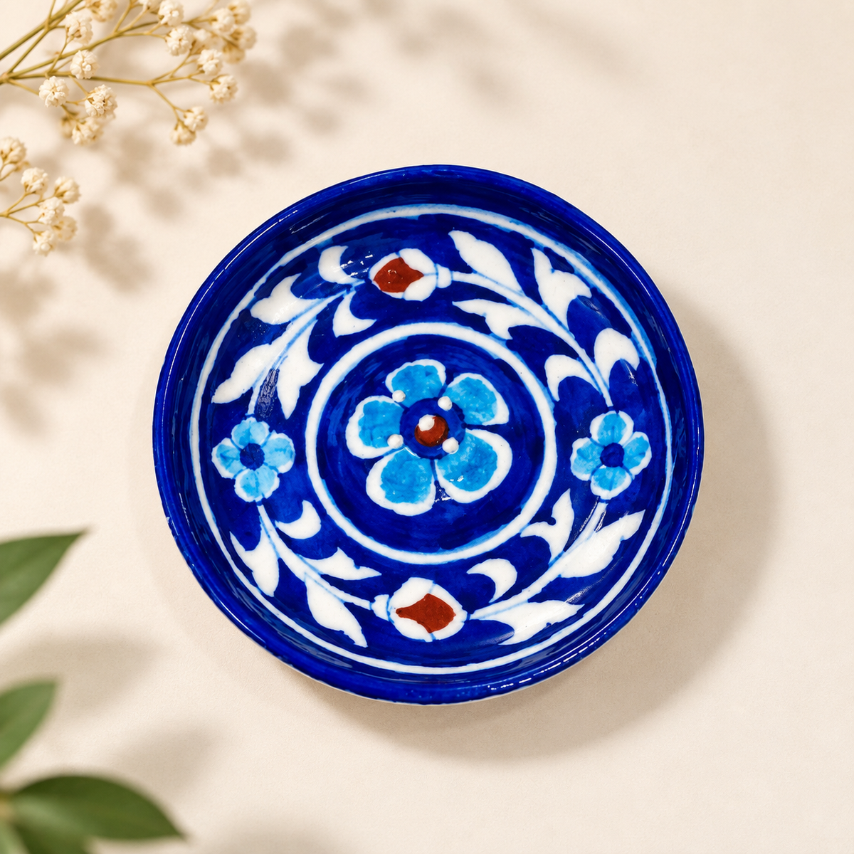 4-inch Blue Pottery Incense Stick Holder