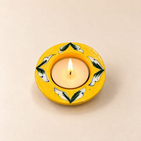 Blue Pottery Tea Light Holder