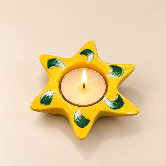 Blue Pottery Tea Light Holder