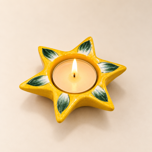 Blue Pottery Tea Light Holder