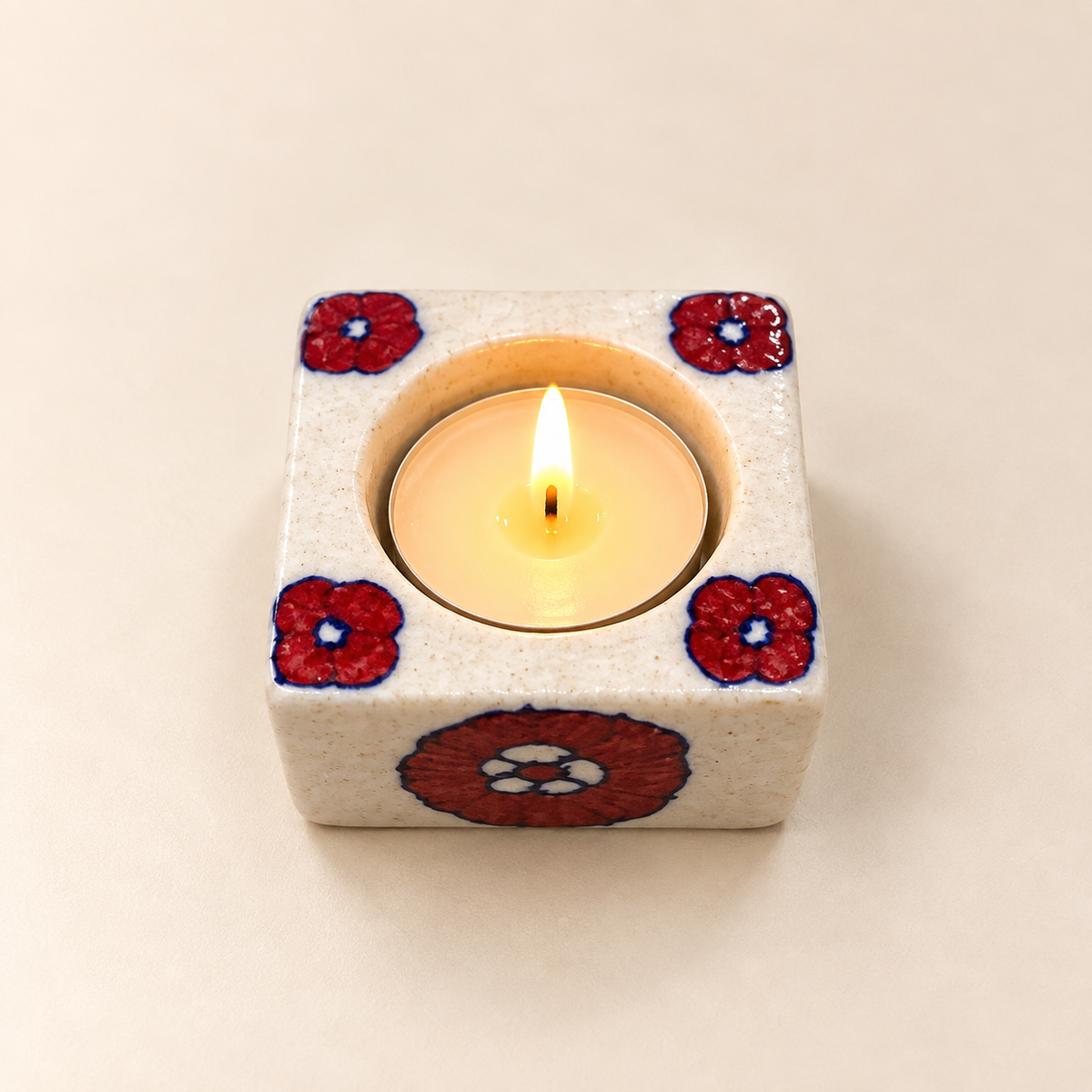 Blue Pottery Tea Light Holder