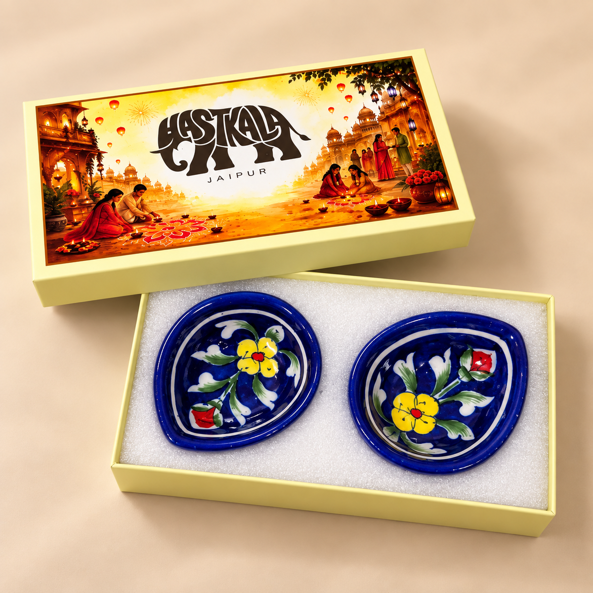 Royal Bloom Blue Pottery Diya