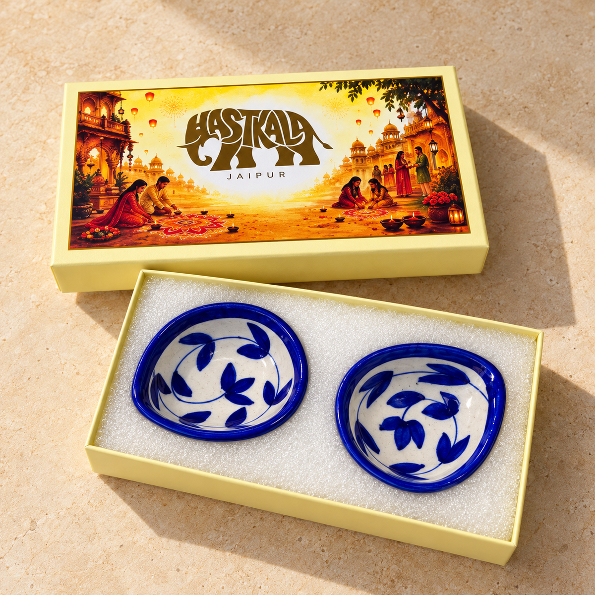 Cobalt Vine Blue Pottery Diya