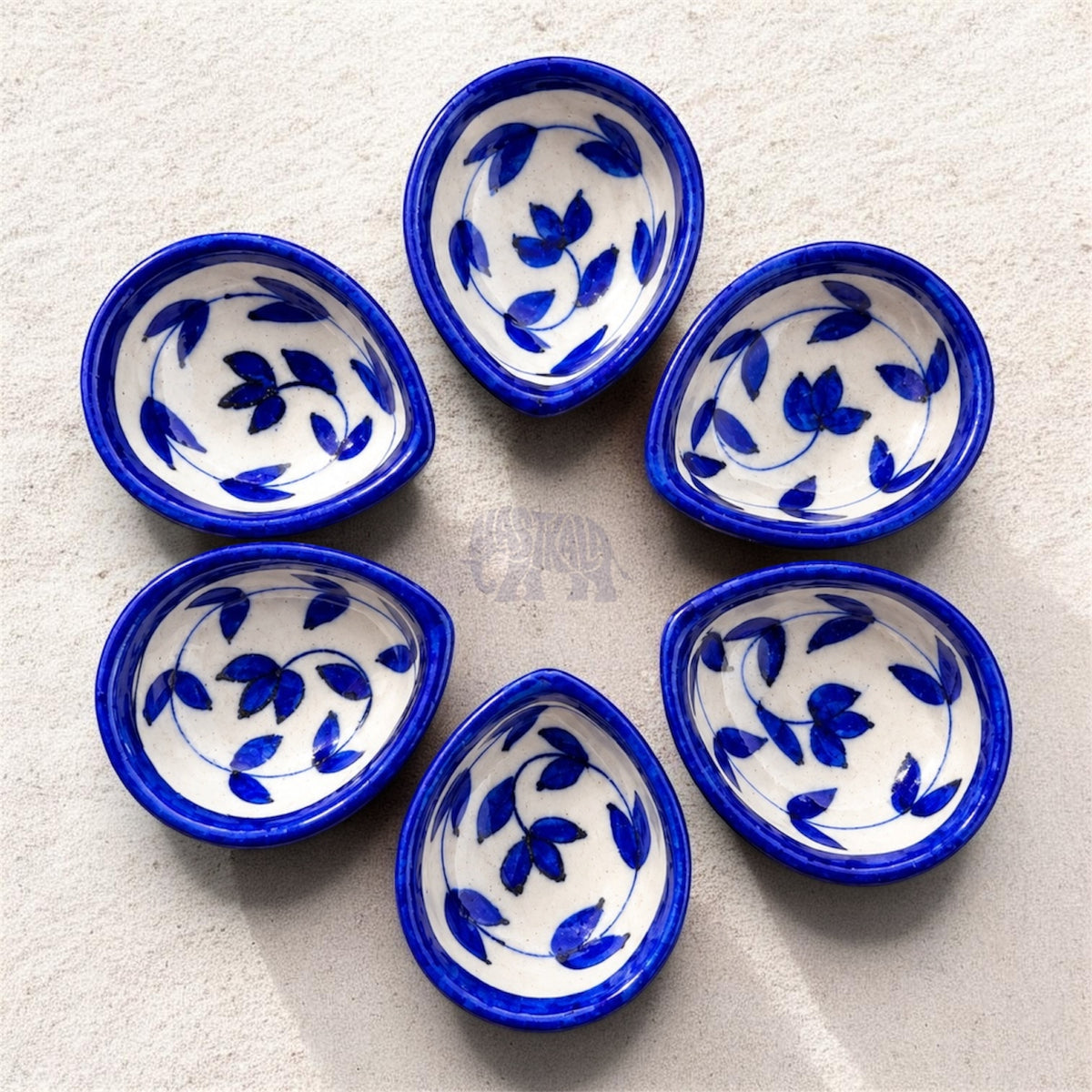 Cobalt Vine Blue Pottery Diya