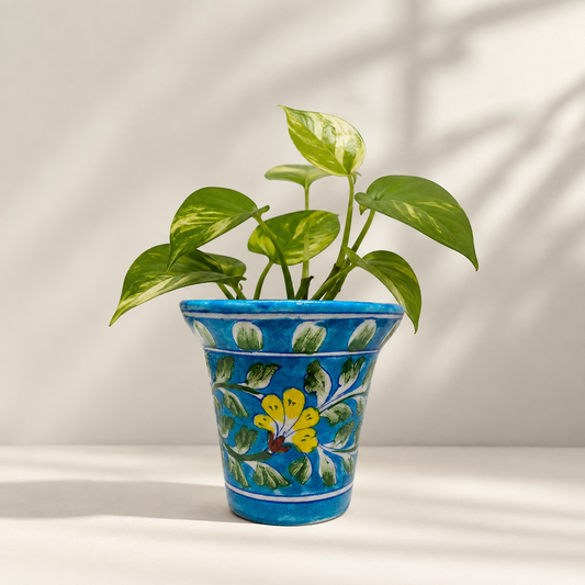 4-Inch Blue Pottery Planter