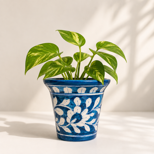 4-Inch Blue Pottery Planter