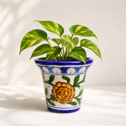 4-Inch Blue Pottery Planter