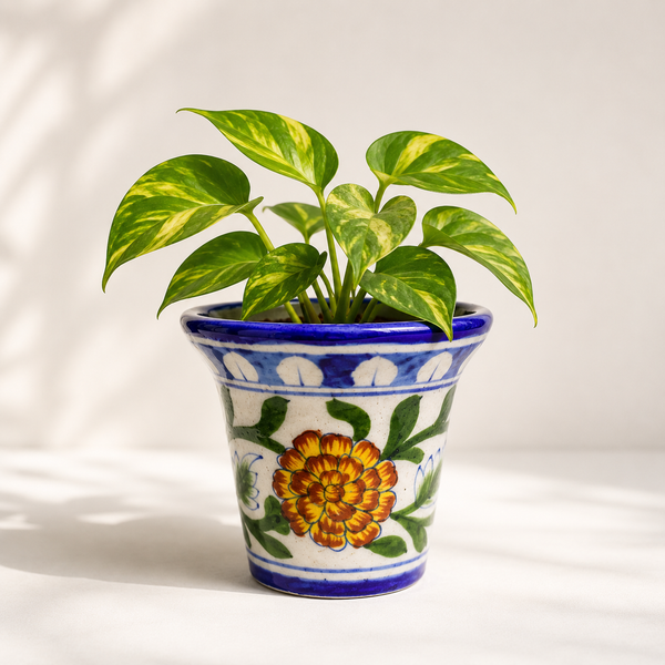 4-Inch Blue Pottery Planter