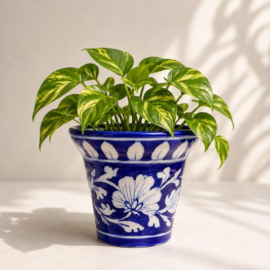 4-Inch Blue Pottery Planter