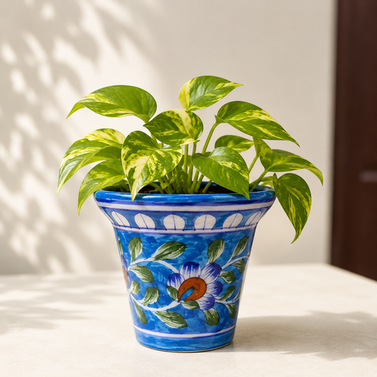 4-Inch Blue Pottery Planter