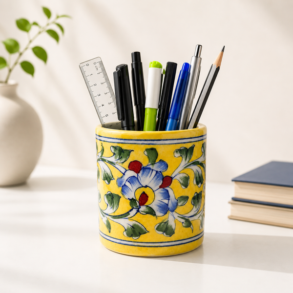 Blue Pottery Pen Stand
