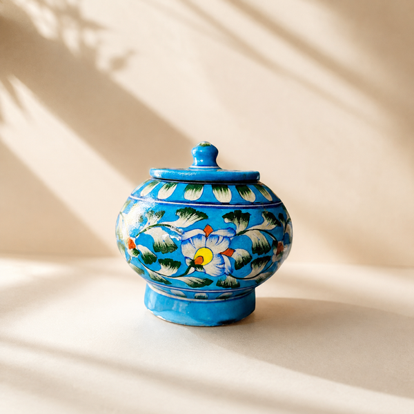 Blue Pottery 7-Inch Round Jar