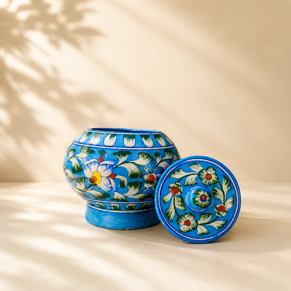 Blue Pottery 7-Inch Round Jar