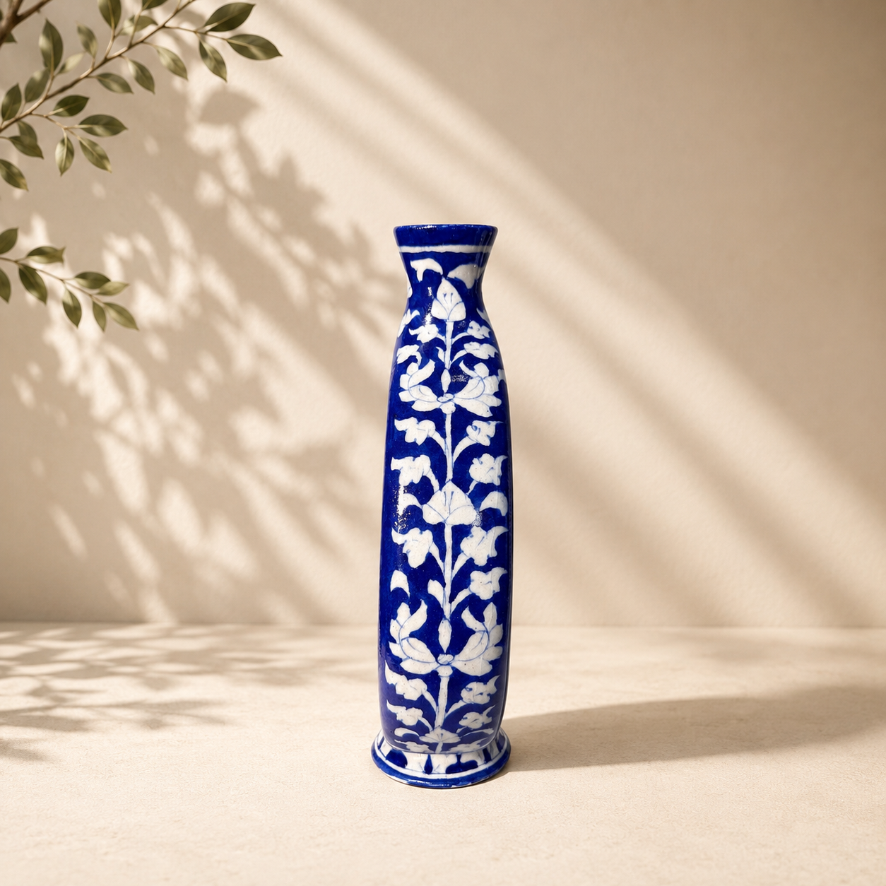 10-inch Blue Pottery Disc Vase
