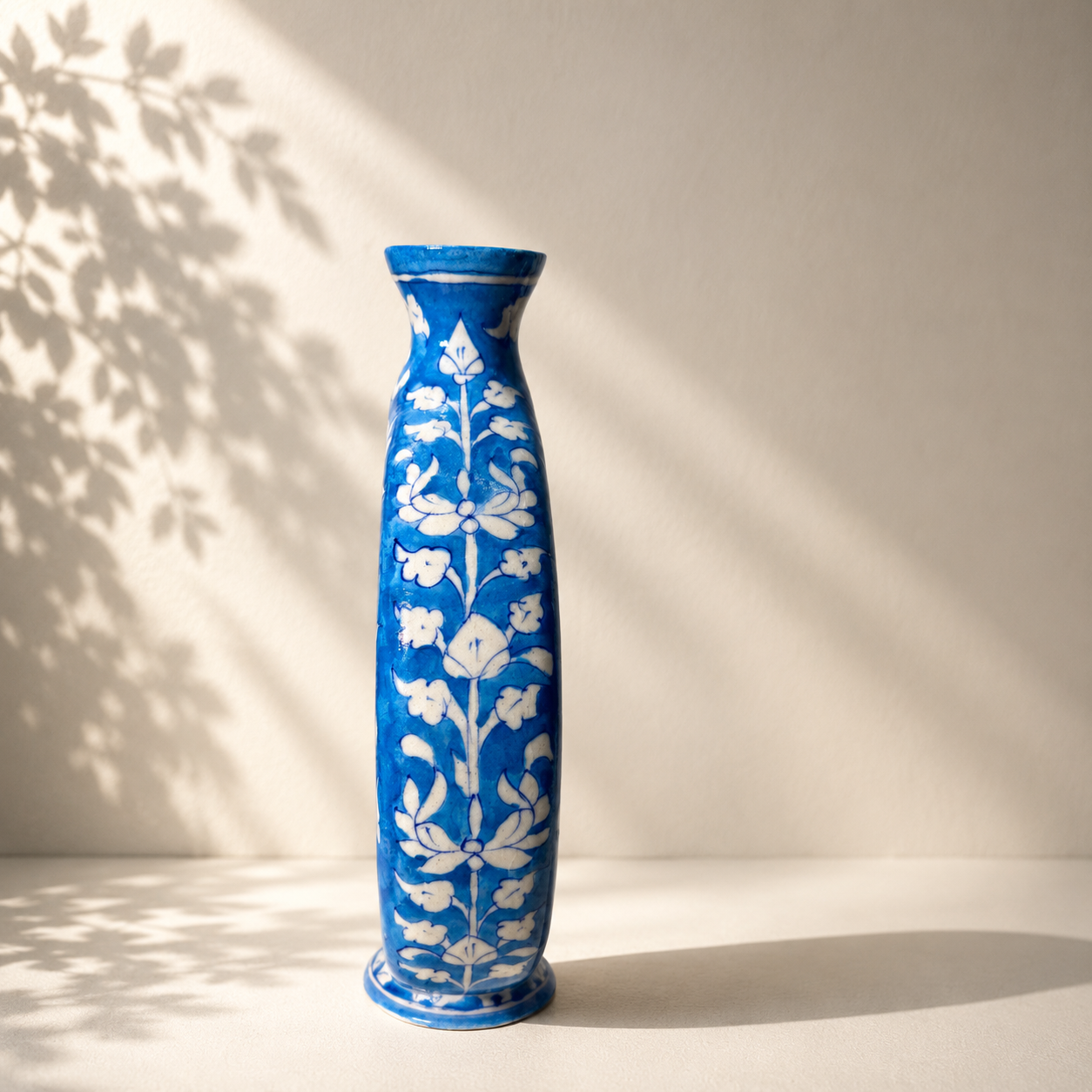 10-inch Blue Pottery Disc Vase