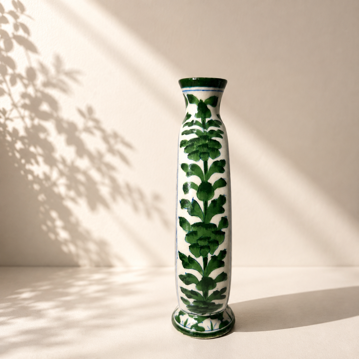 10-inch Blue Pottery Disc Vase