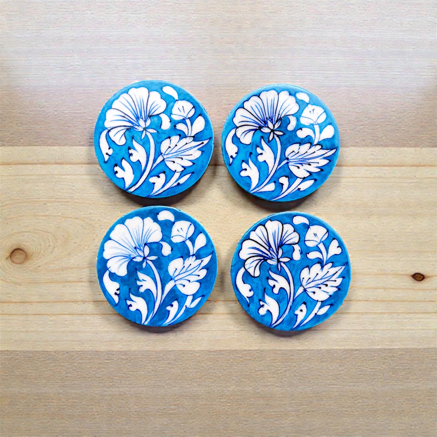 Handcrafted Blue Pottery Coasters