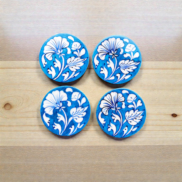 Handcrafted Blue Pottery Coasters