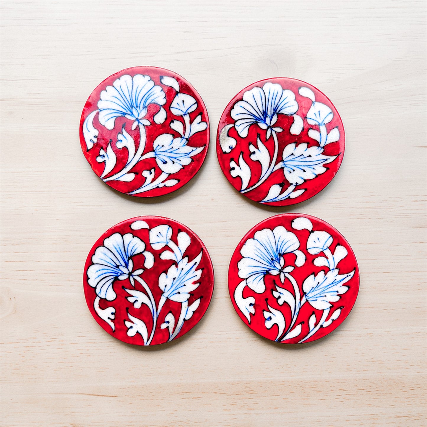 Handcrafted Blue Pottery Coasters