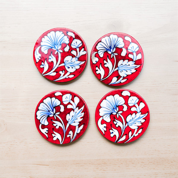 Handcrafted Blue Pottery Coasters
