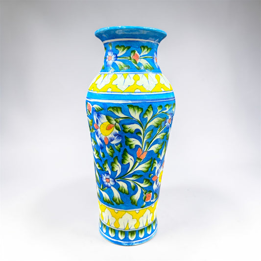 12-inch Blue Pottery Vase